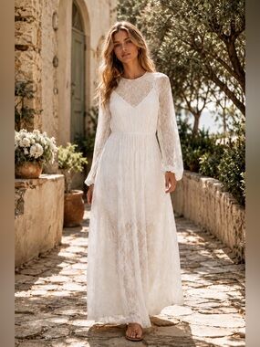 ba&sh Cycla Lace Maxi Dress Blanc Size 1 Small US 4 | NWT
